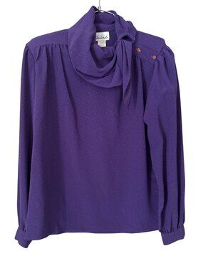 Vintage Gailord Blouse Size 6 Long Sleeve Scarf Detail Textured Deadstock NEW